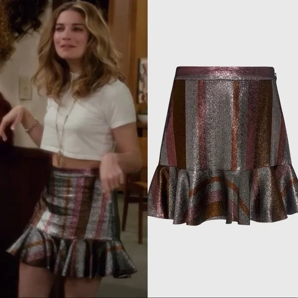 Derek lam metallic pleated skirt deals